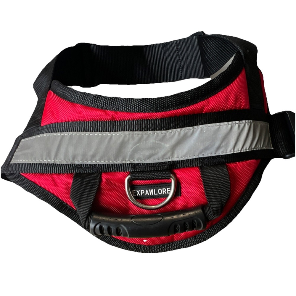 EXPAWLORE Reflective Working Dog Harness With Handle Nylon Red size L