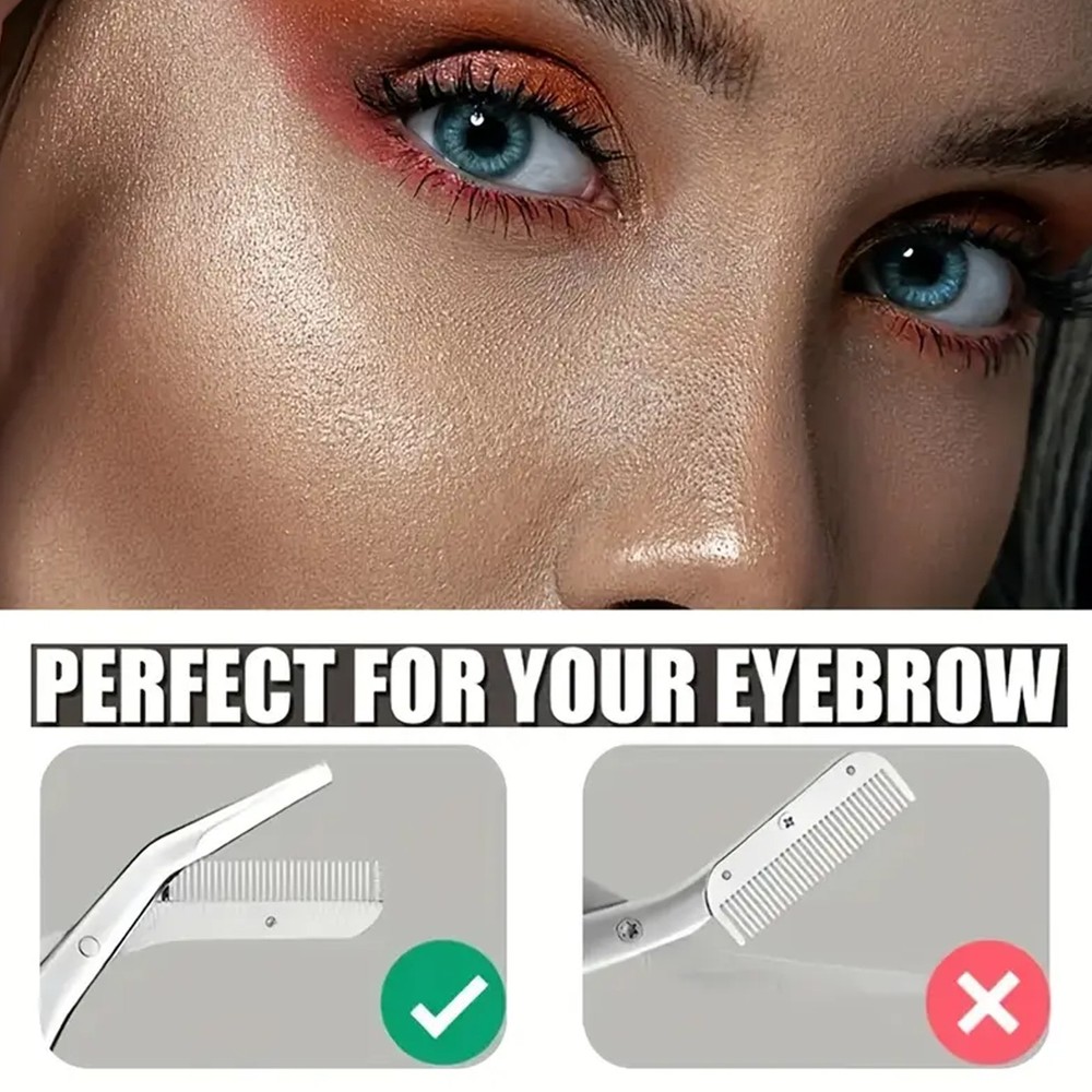 Stainless Steel Eyebrow Scissors with Comb - Precision Brows Grooming Tool