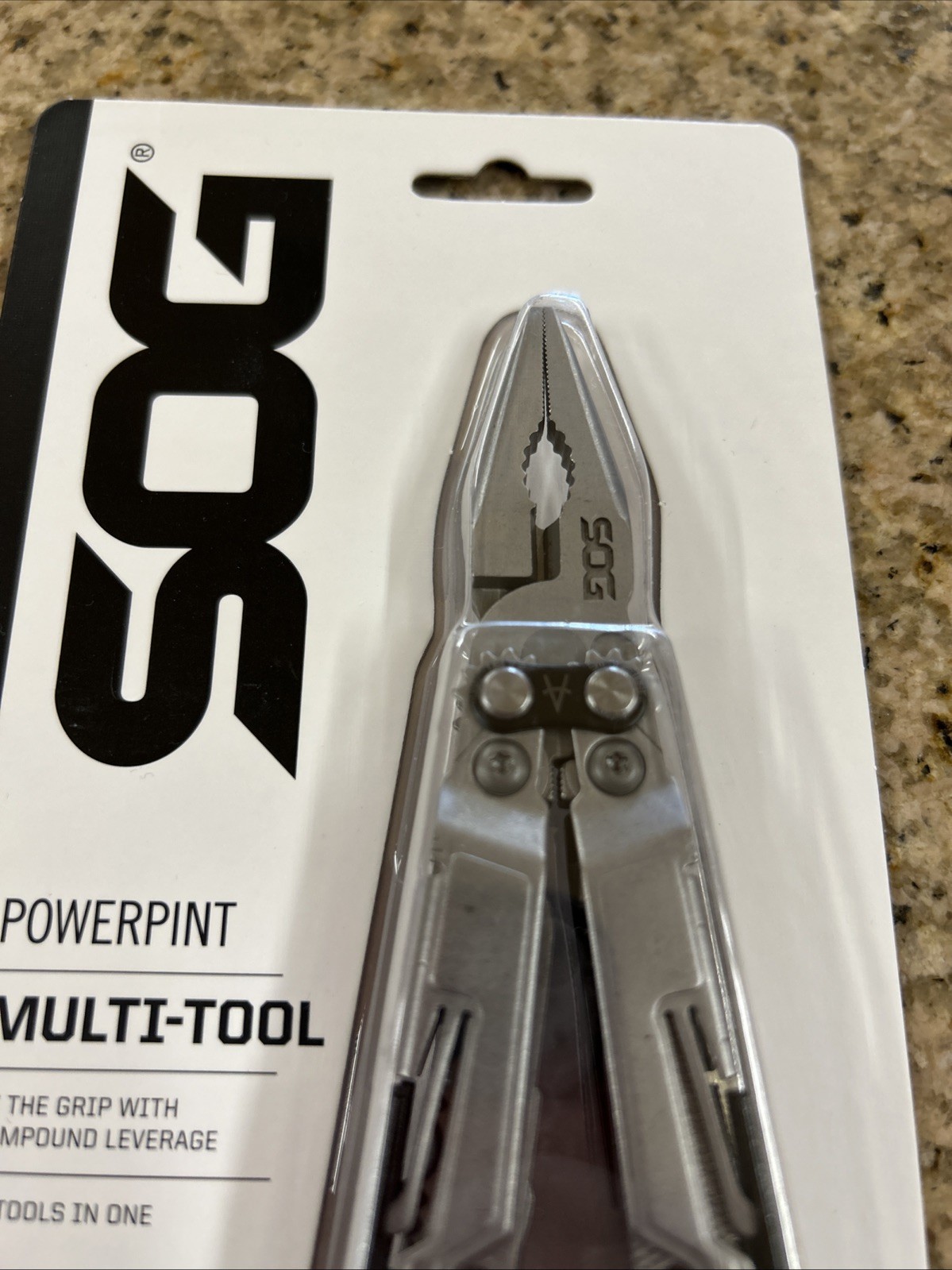 SOG Powerpint Silver Needlenose Pliers Scissors Knife MultiTool Pliers PP1001-CP