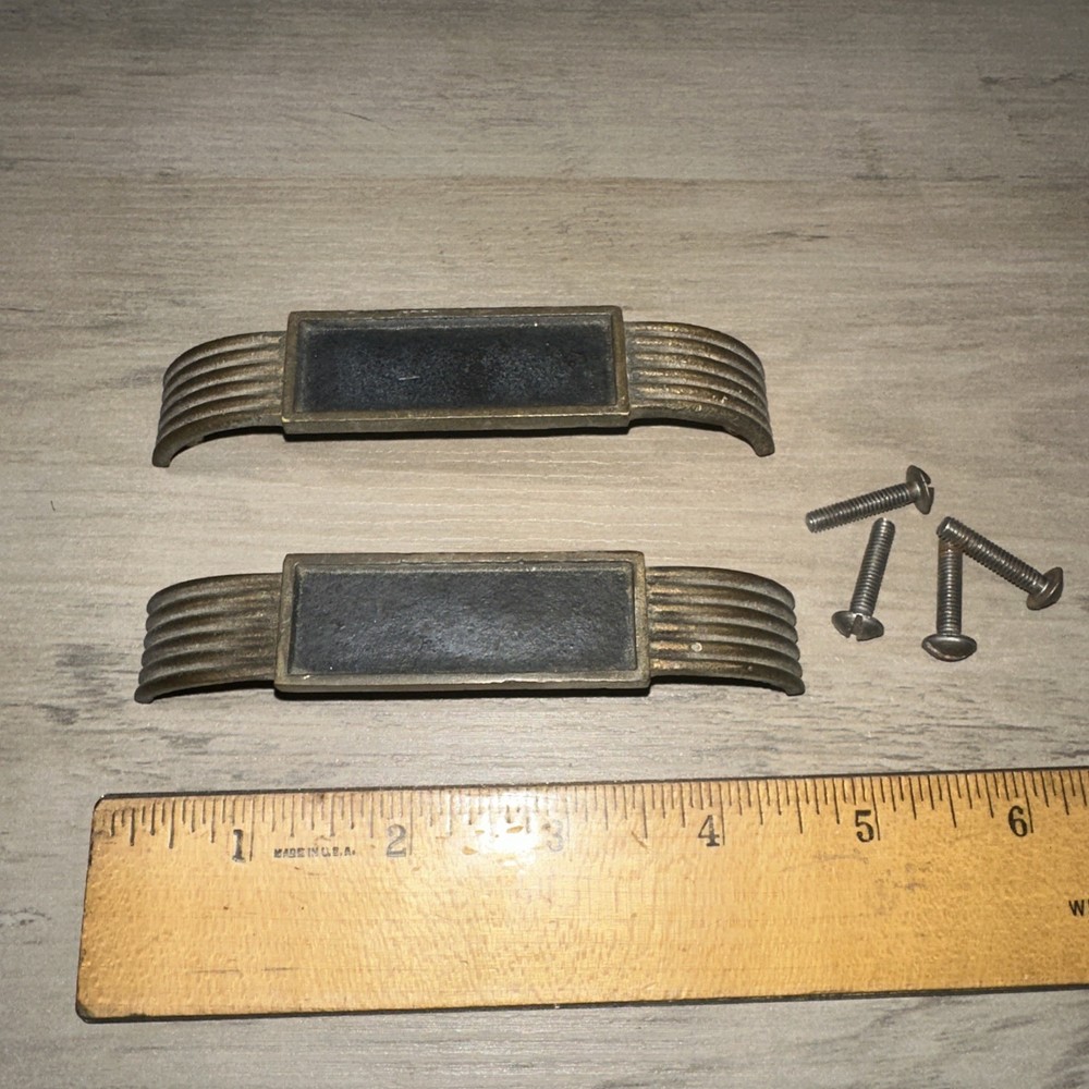 2 Brass Drawer Pulls Mid Century Vintage Pulls