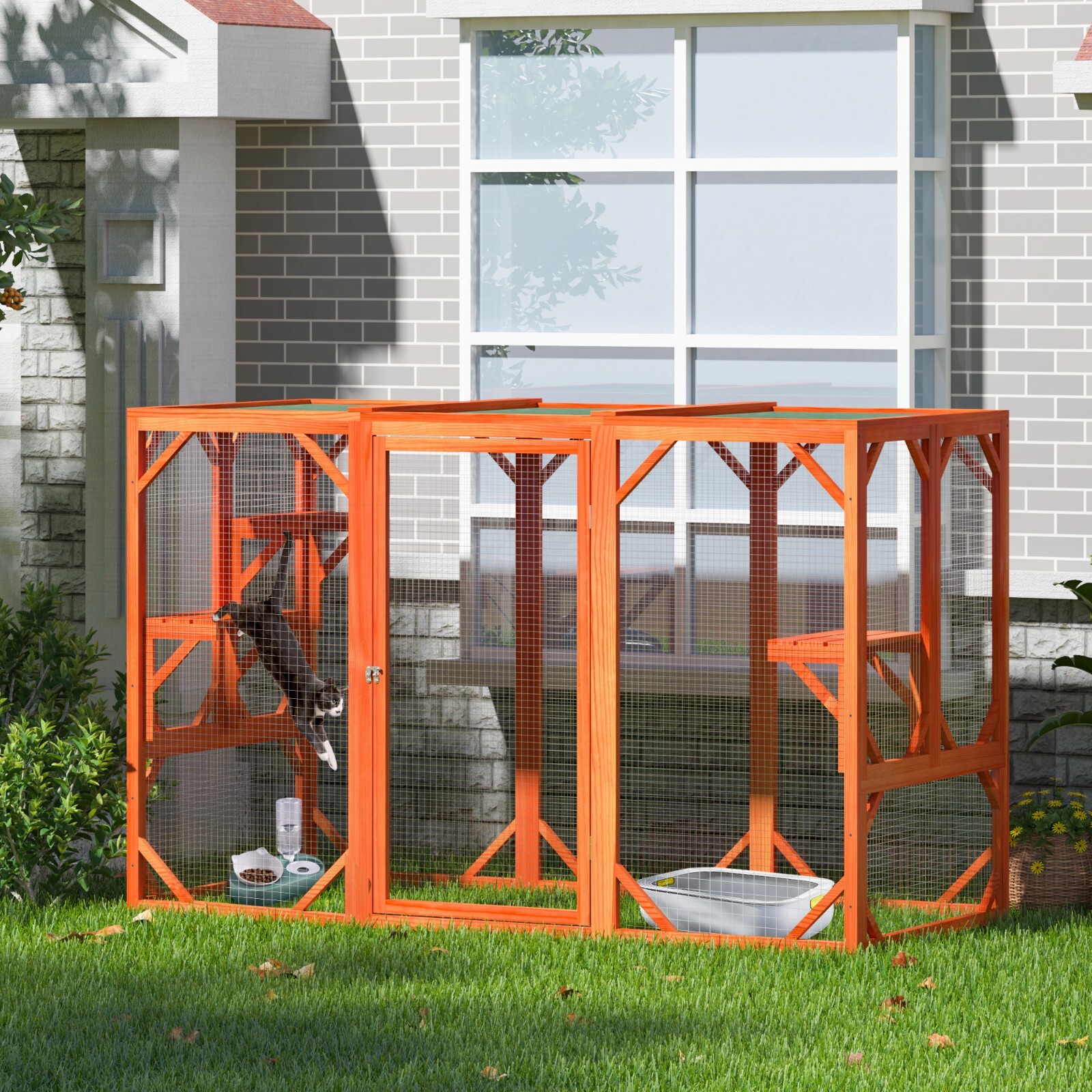 COZIWOW Cat House Outdoor Catio Cat Play Run Enclosures Indoor Kitty Window Cage