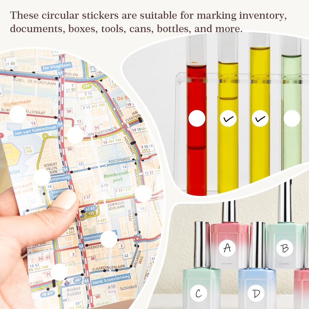 1/2 Inch Round Color Coding Labels (500 White Dots) - inch-500PCS,