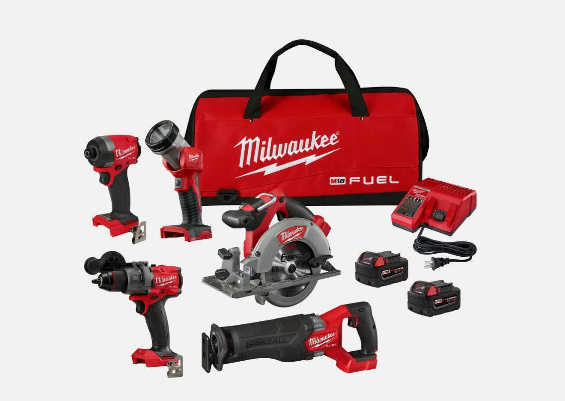 Milwaukee 3697-25 M18 FUEL 18V 5 Tool Cordless Brushless Li-Ion Combo Kit