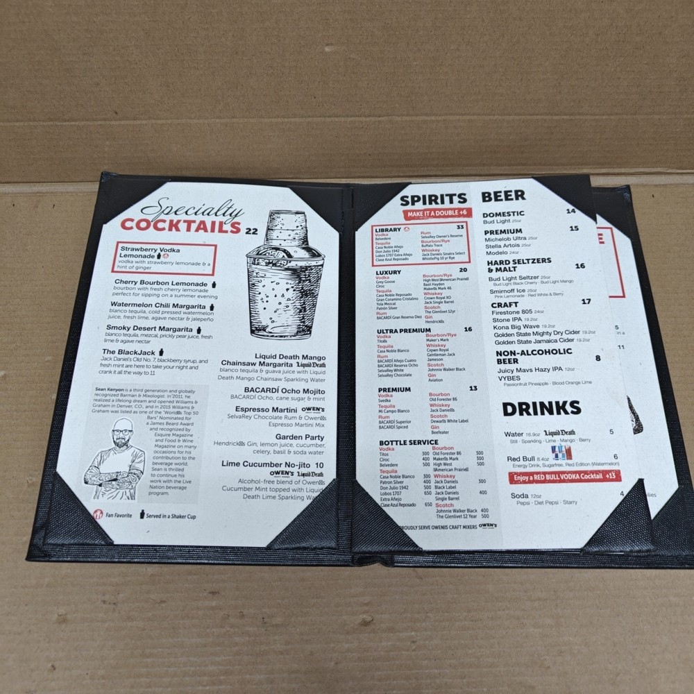 Live Nation Restaurant Menu