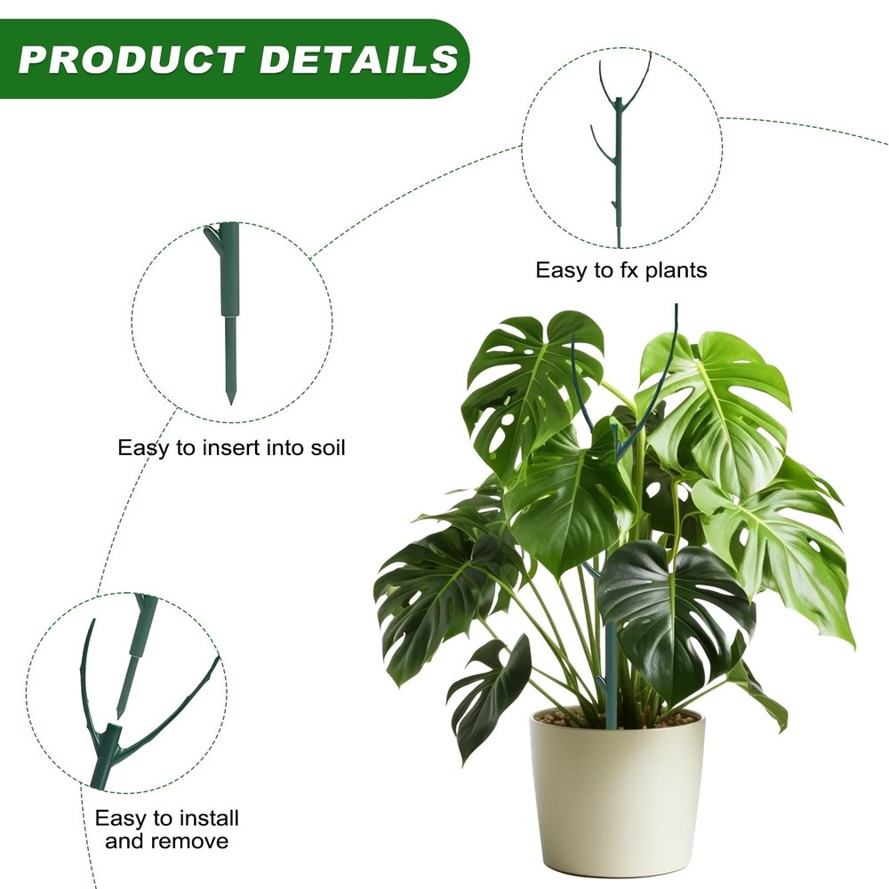 10pack Adjustable Plant Support Pole Stackable Indoor/Outdoor Support Pole wi...