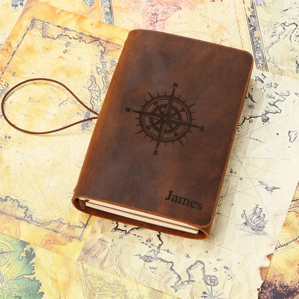 Personalized Trifold Leather Journal Cover, Refillable Journal Notebook A5 A6
