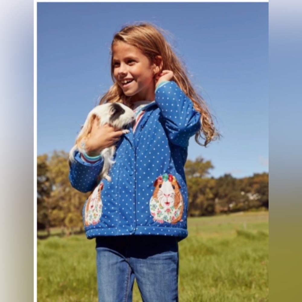 Mini Boden Guinea pig anorak water resist sherpa coat jacket size 7-8yo