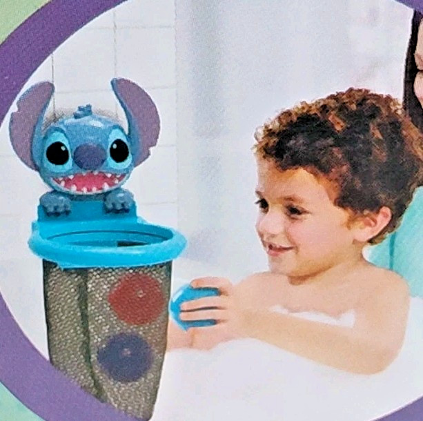 Disney Stitch Baby Bath Time Toy Floating Balls BasketBall Hoop Suctions NIB