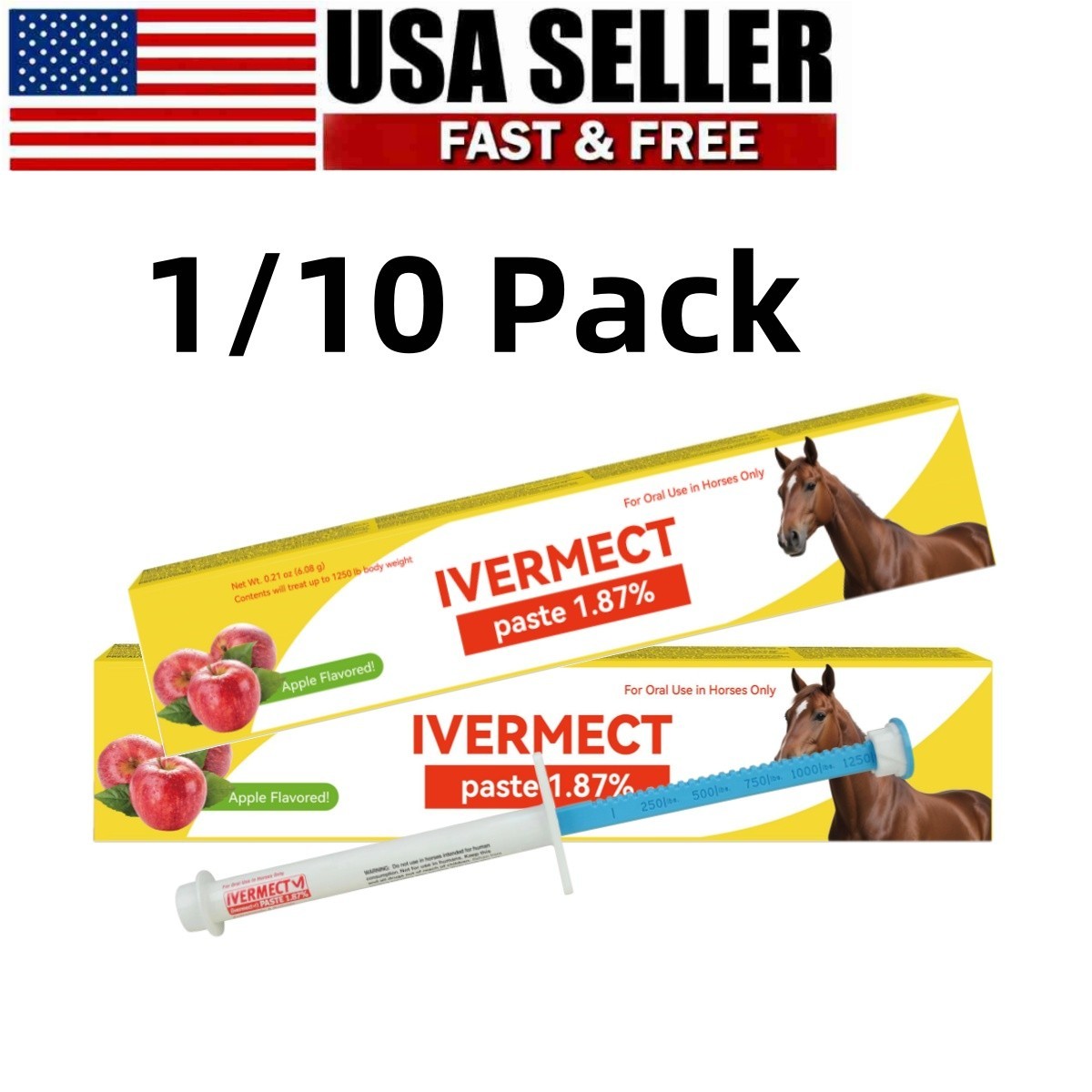 1/10 Pack in Box Paste Horse Dewormer Apple Flavor Wormer Friendly Design in US