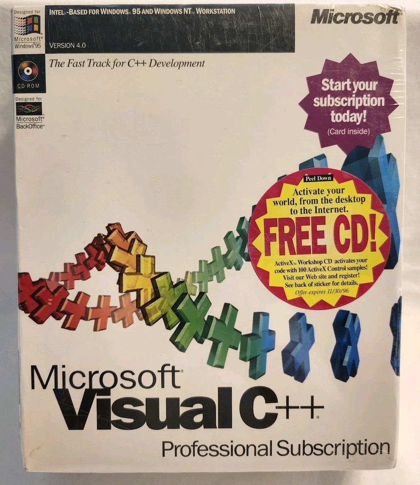 Microsoft Visual C++ Version 4.0 PC CD-ROM for Windows 95/NT 1995 Professional