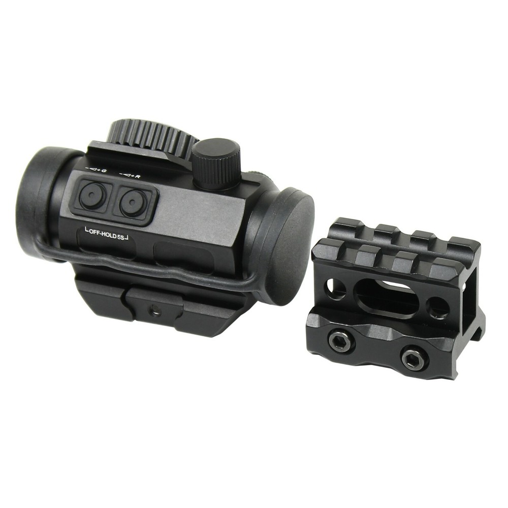 Red / Green Dot Sight 2 MOA Reflex Gun Sight Rifle Scope With 1 inch Riser Mount