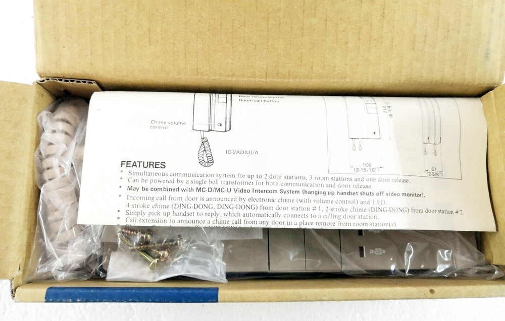 Aiphone IC-2AD (U) Chime Tone Intercom Main Handset 2 Door, 3 Room, Release