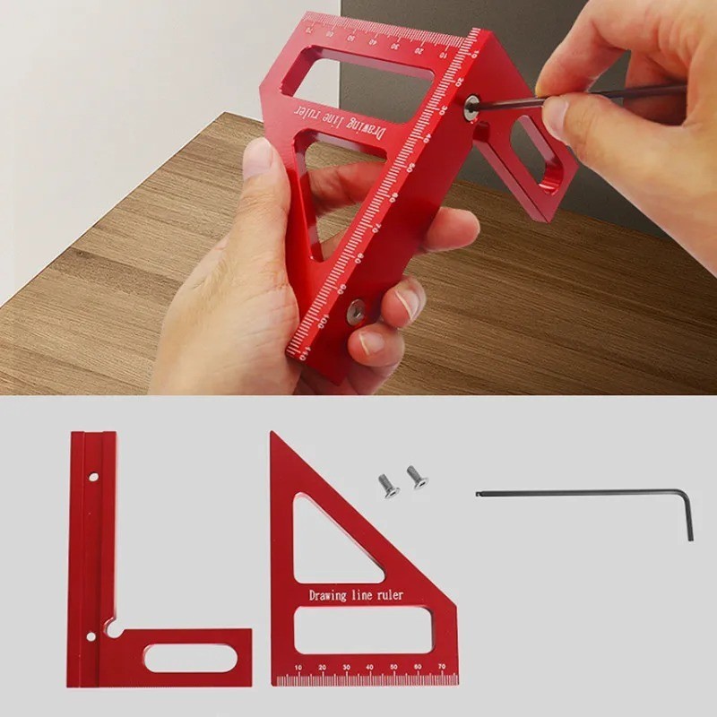 Woodworking Square Protractor Aluminum Alloy Miter Triangle Ruler High Precision