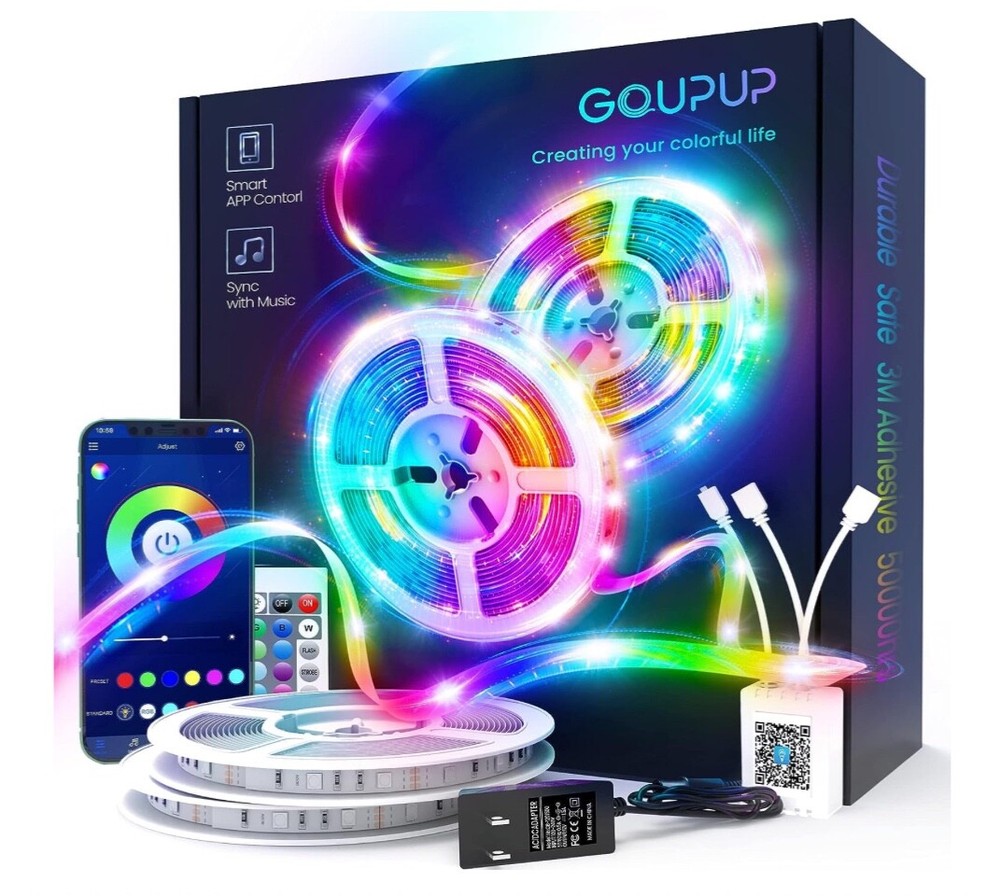 Vibrant 100ft LED Strip Lights: Bluetooth, Music Sync, Perfect Accessory