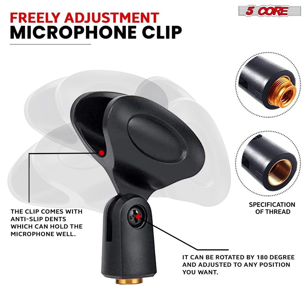 5Core Round-Base Floor Microphone Stand With Quick Release Single Hand Clutch