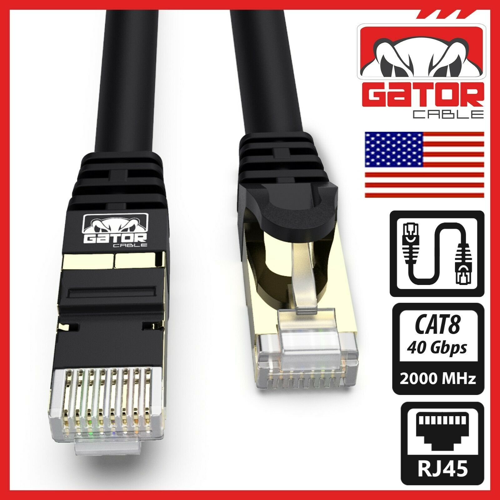 Cat 8 Ethernet Cable RJ45 Super Speed 40Gbps Patch LAN Network Gold Plated Lot