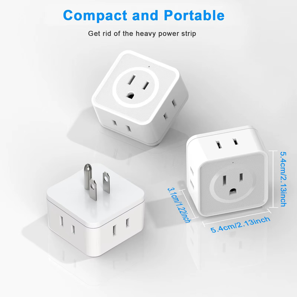 5 Way Multi Plug Outlet Extender, Wall Outlet Expander, Small Electrical Outlet