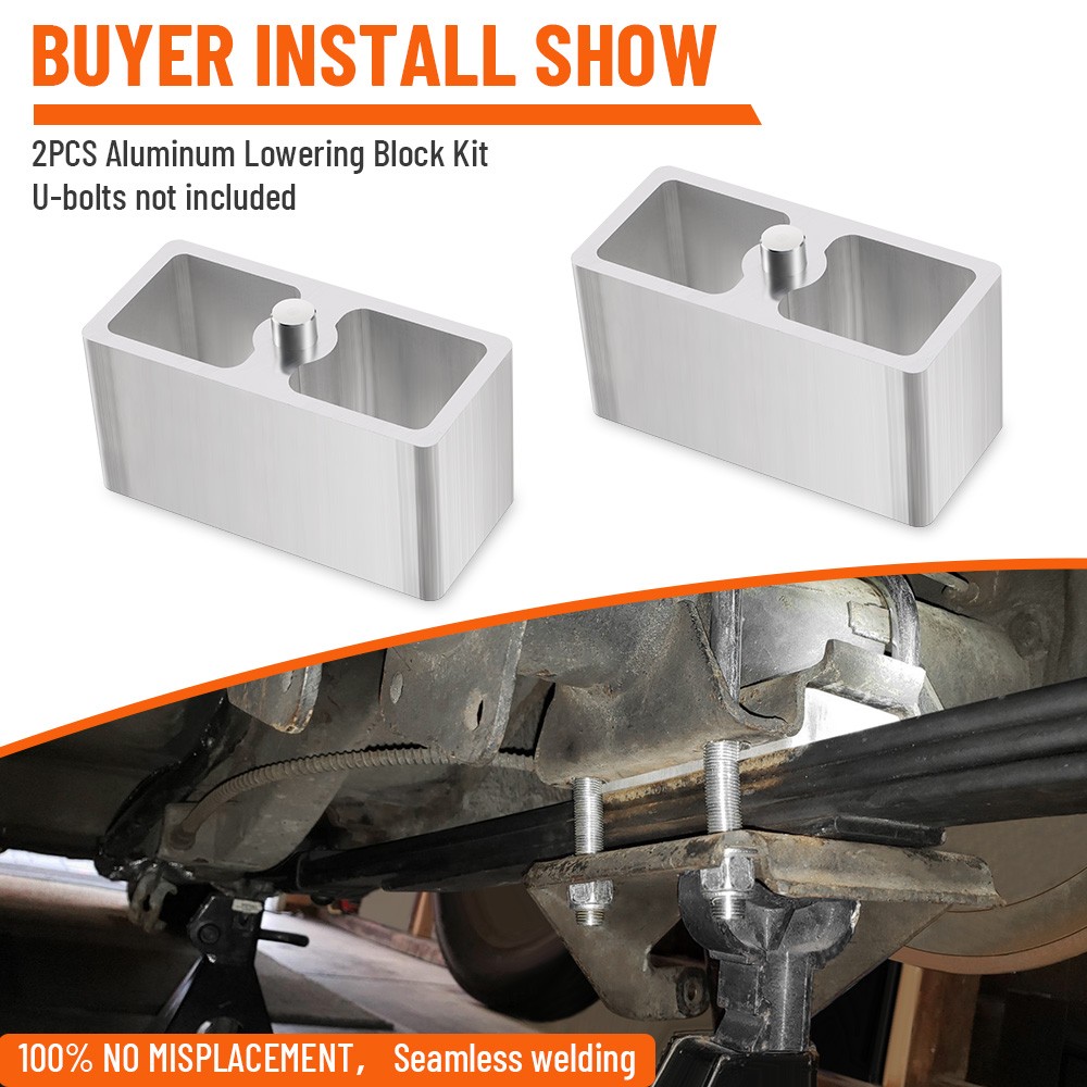 2" Inch Universal Aluminum Leaf Spring Lowering Block Kit 2 Pack