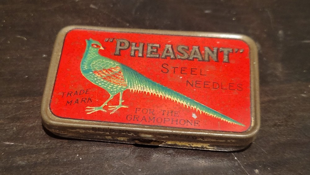 Pheasant Gramophone phonograph needle Tin Japanese