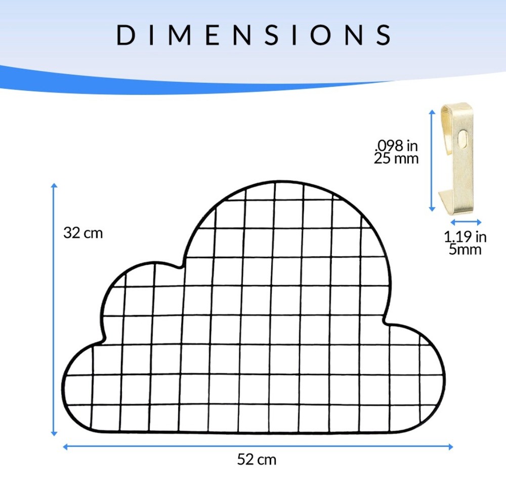 MDCM - Wall Hanging Grid Panel Organizer (2-pack) Cloud Shaped Metal Wire Wall