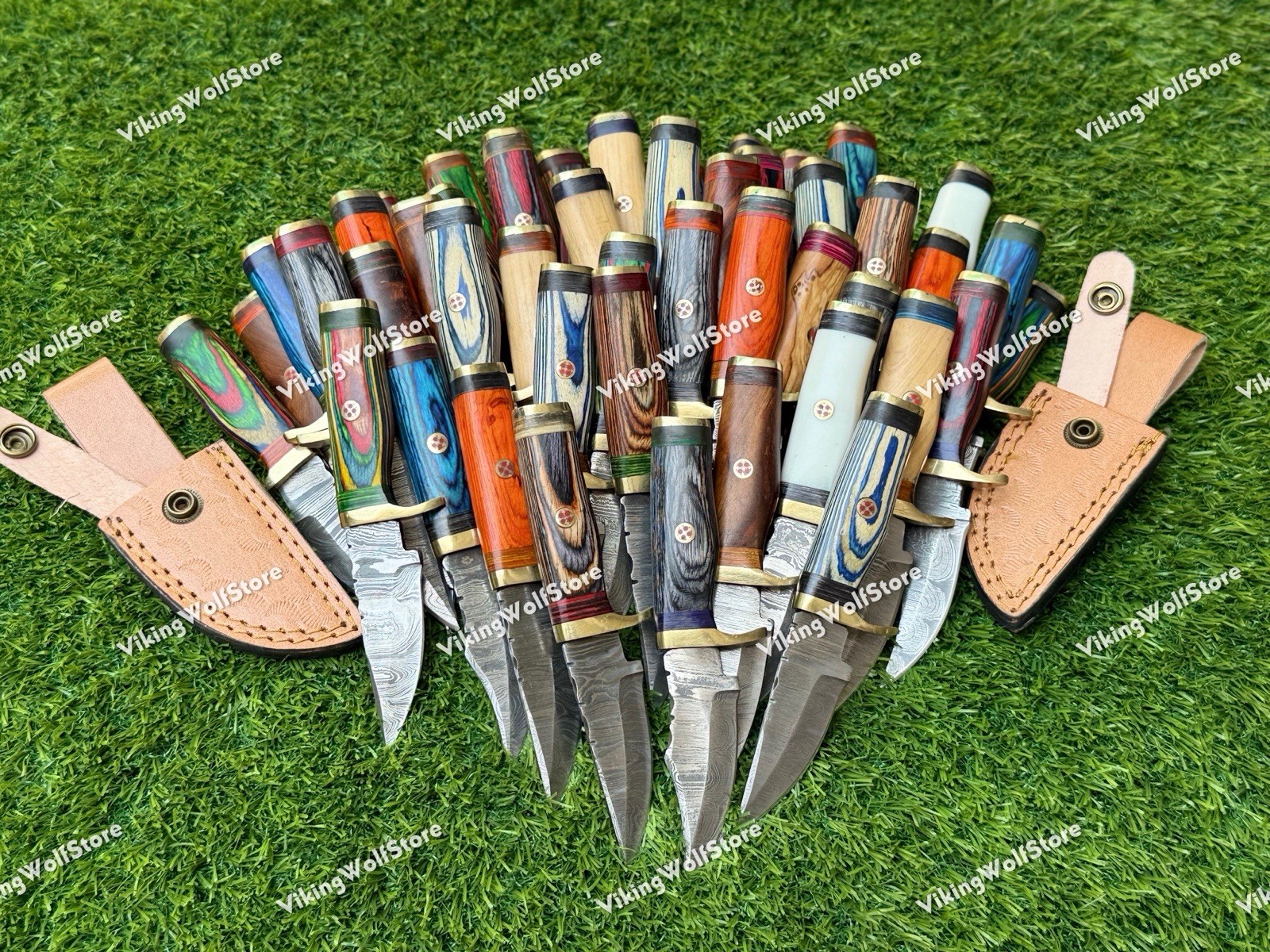 20 Pcs of CUSTOM HANDMADE 6"inch DAMASCUS STEEL CAMPING & HUNTING KNIVE FROM USA