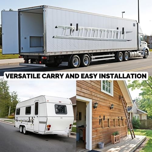 2 Racks Trailer Ladder Rack, Heavy Duty Steel Ladder Rack with Elastic Ropes