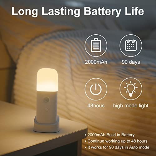Motion Sensor Night Light, 2000mAh Rechargeable Night Two Pack Cool White