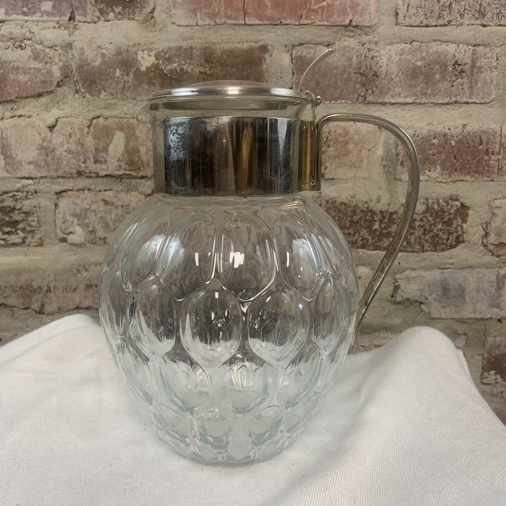 Silver And Glass Vintage Water Lemonade Pitcher