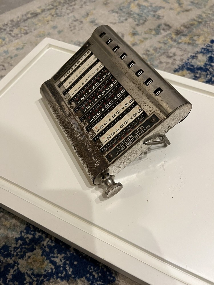 Ca. 1912 Golden Gem Adding Machine Antique Calculator 8 Digit/Chain Model 15