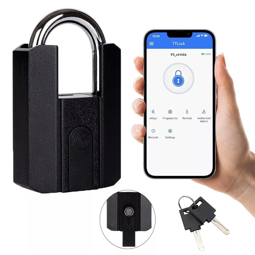 Smart Fingerprint Door Lock Keyless Padlock Security USB Rechargeable