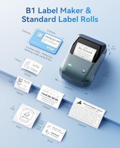 B1 Label Maker Machine with Tape, Thermal Label Printer Easy Blue Printer+Tape