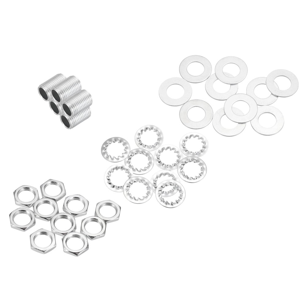 35Pcs 0.6" M10 Lamp Pipe Kit with Lock Nuts Washers for Assembly, Silver