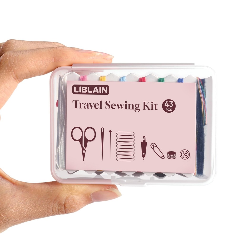 LIBLAIN Mini Sewing Kit, Small Travel 43PCS 6 Colors