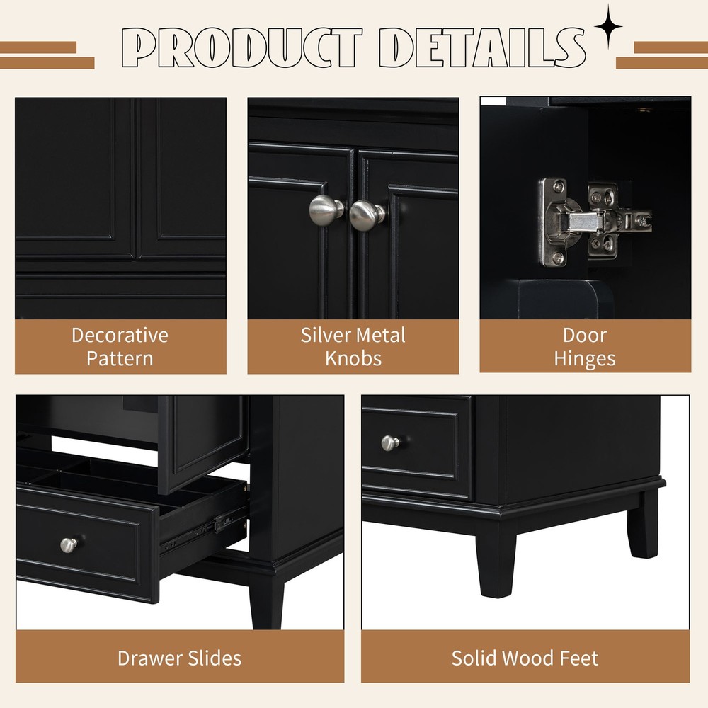 30" Bathroom Vanity without Sink Multi-functional Bathroom Cabinet w/Drawer