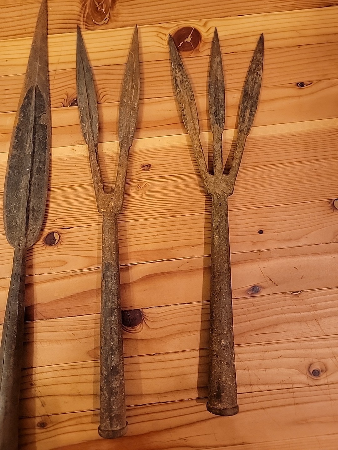 THREE AFRICAN TRIBAL SPEAR HEAD HAND FORGED SET