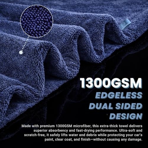 Premium Car Drying Microfiber Towel, Double Sided, Hand X Large - 1-Pack