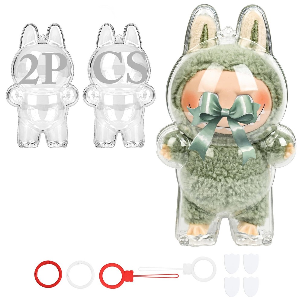 [2-Pack] Clear Protective Cases Compatible with LABUBU Monsters Exciting-with...