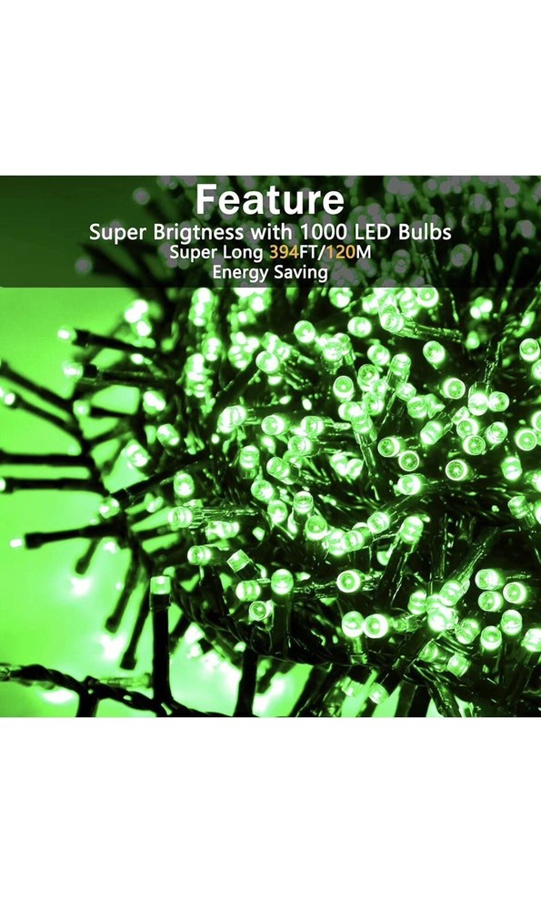 403ft 1000 LED String Lights Outdoor Christmas Lights