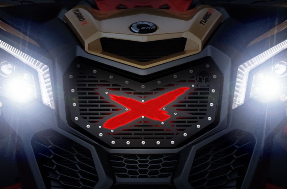 Custom Steel Aftermarket Grille "X" LED X-LITE fits CanAm Maverick X3 RED Grill