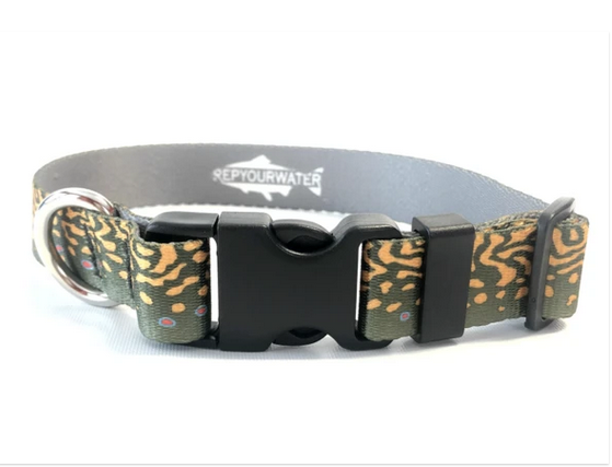 BROOK TROUT PATTERN RepYourWater DOG COLLARS LEASHES AWESOME!! NEW!!