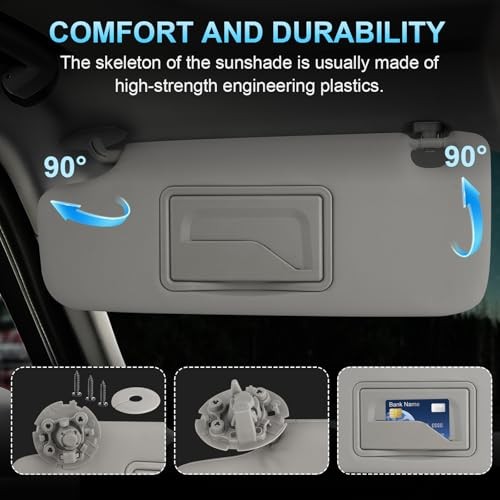Sun Visor Driver Side for 2011-2019 Chevy Cruze, Gray, Left Left Driver Side
