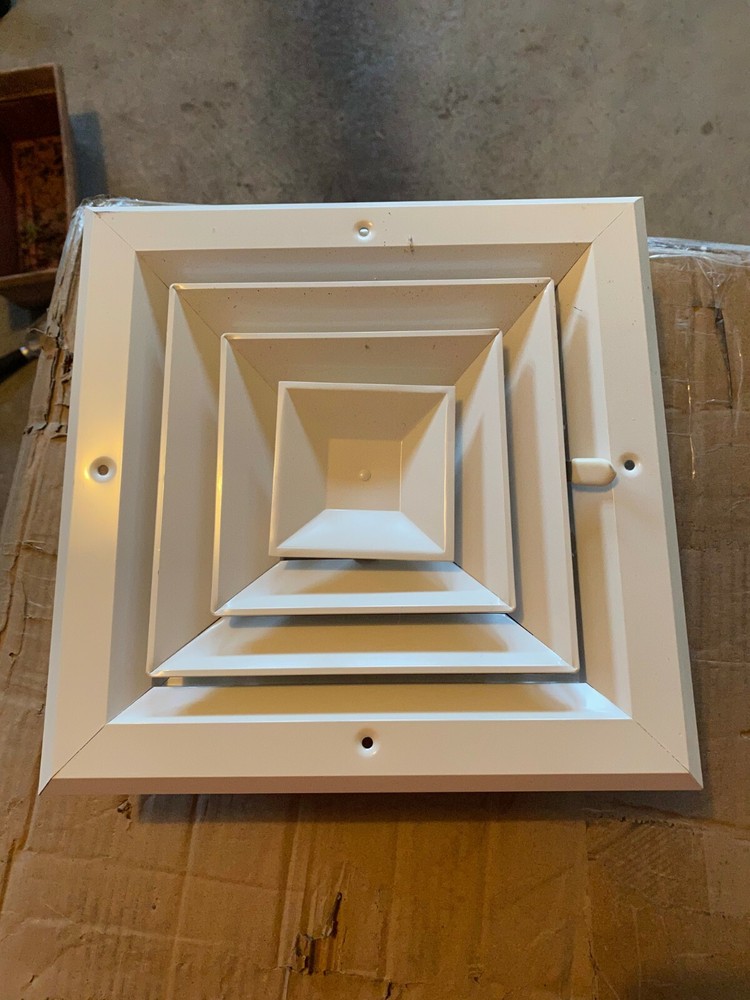 lima 11” X 11” White Aluminum 4-Way Square Ceiling Diffuser/W Multi-Louver