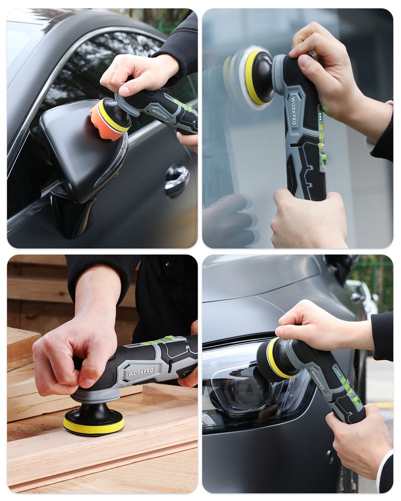 WORKPRO Cordless Mini Buffer Polisher 12V Buffer Polisher for Car Detailing New