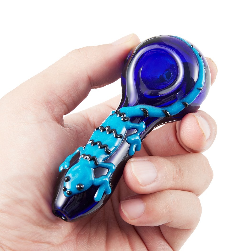 4" Lizard Style Tobacco Smoking Glass Pipe Collectible Handmade Pipes with Box