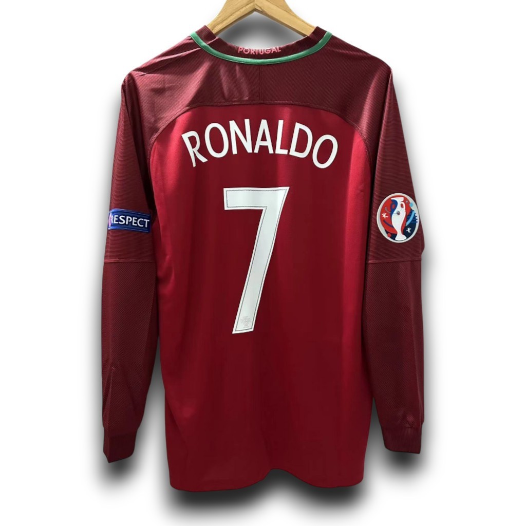 Cristiano Ronaldo #7 Portugal 2016 Home Retro Jersey Long Sleeve