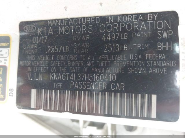 RIGHT REAR DOOR WINDOW REGULATOR OEM 2020 KIA OPTIMAKIA
