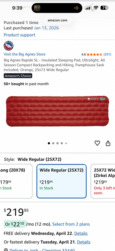big agnes rapide sl 25x72 insulated