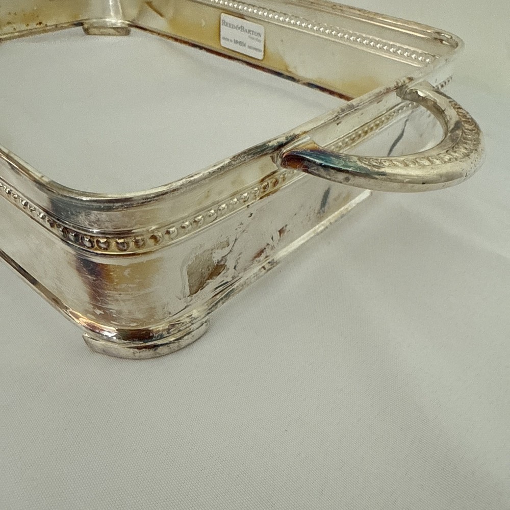 Reed & Barton Silver Plate MH504 Rectangular Baking Dish Stand Approx 14" by 10"