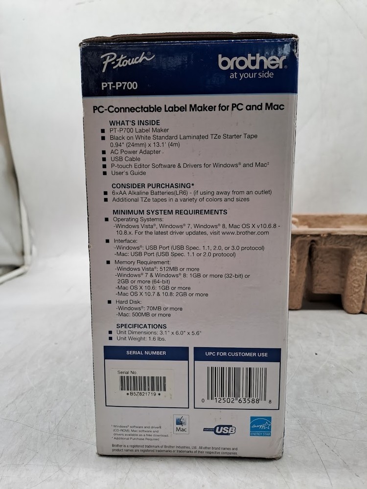 Brother P-Touch PC Connectable Label Maker (PT-P700) White