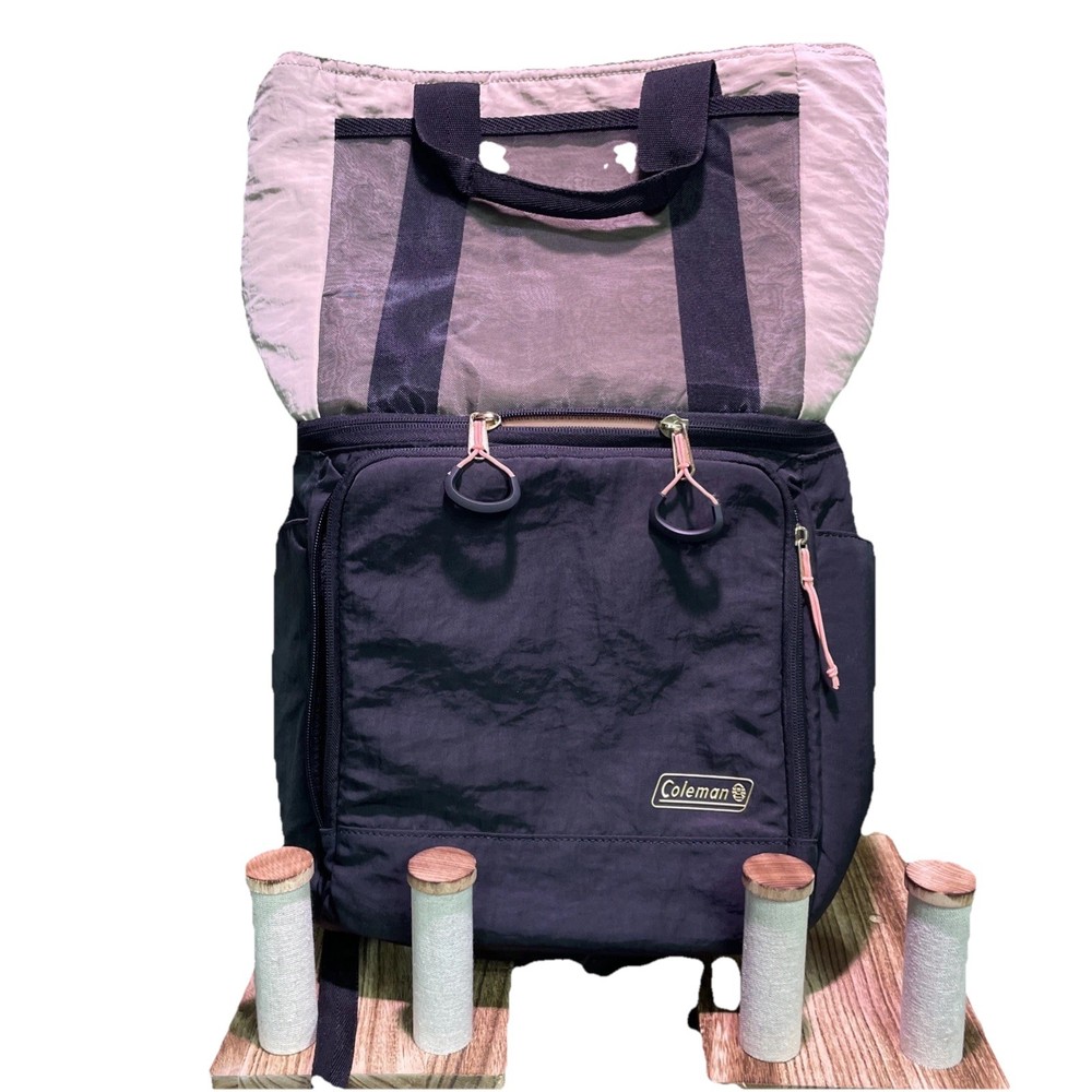This is a Coleman soft-sided backpack cooler.